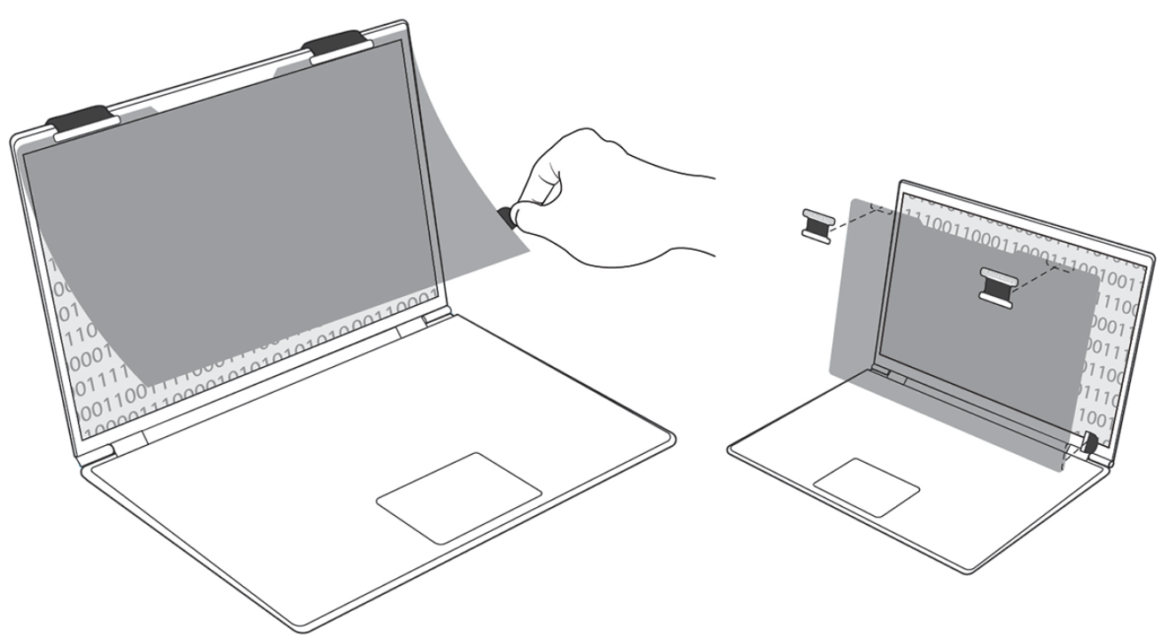 컴퓨터잇,GF156W9E with COMPLY™ Attachment System (353mm*202mm),  15.6" 노트북용 울트라씬 엣지투엣지 보안필름, 골드프라이버시필터